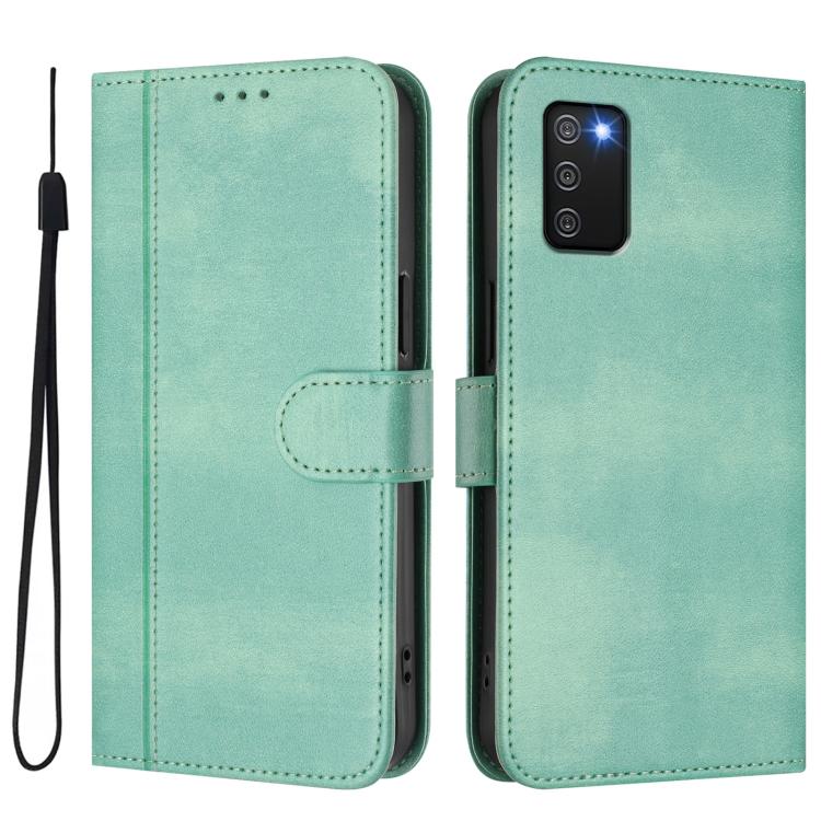 For Galaxy A02s 164mm Line Splicing Buckle Retro Leather Phone Case