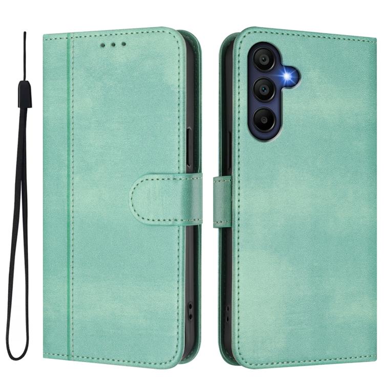 For Galaxy A17 5G Line Splicing Buckle Retro Leather Phone Case