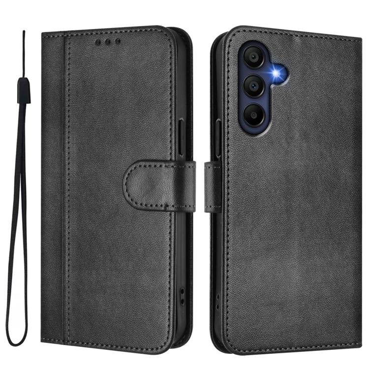 For Galaxy A17 5G Line Splicing Buckle Retro Leather Phone Case