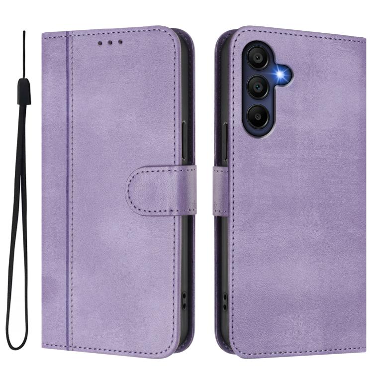 For Galaxy A17 5G Line Splicing Buckle Retro Leather Phone Case