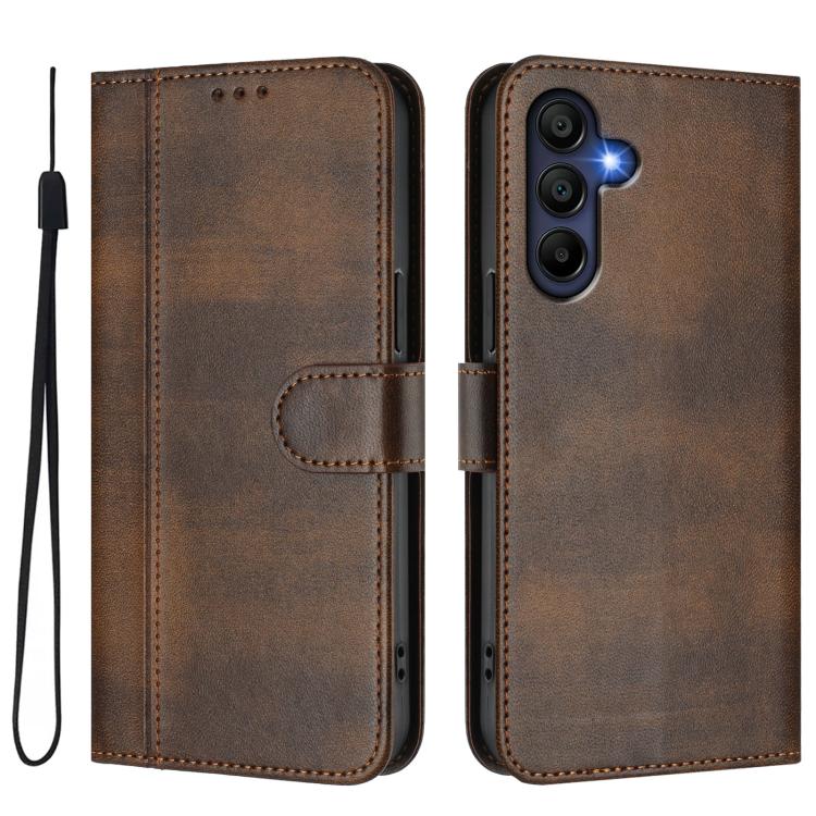 For Galaxy A17 5G Line Splicing Buckle Retro Leather Phone Case