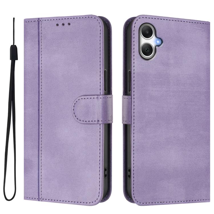 For Galaxy A07 4G Line Splicing Buckle Retro Leather Phone Case