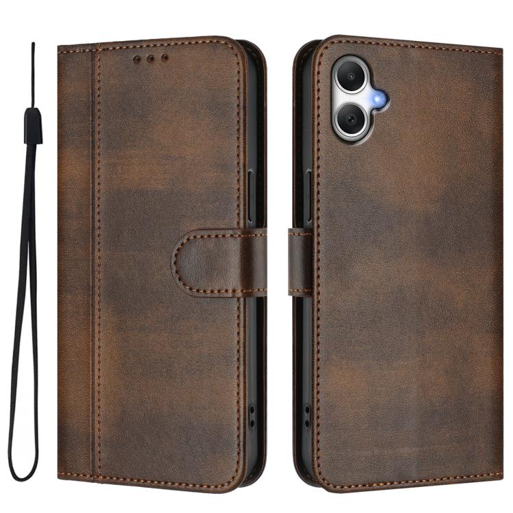 For Galaxy A07 4G Line Splicing Buckle Retro Leather Phone Case
