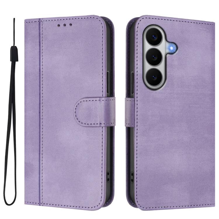 For Galaxy A27 5G Line Splicing Buckle Retro Leather Phone Case