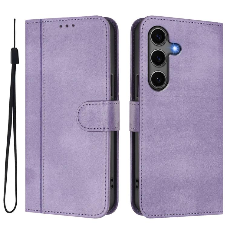 For Samsung Galaxy S25+ / S24+ 5G Line Splicing Buckle Retro Leather Phone Case