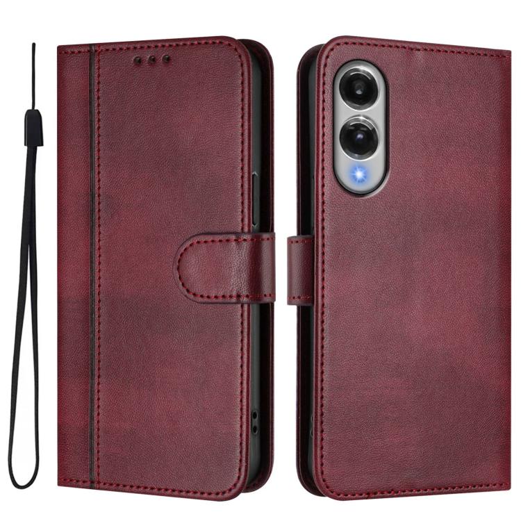For Samsung Galaxy S25 Edge 5G Line Splicing Buckle Retro Leather Phone Case