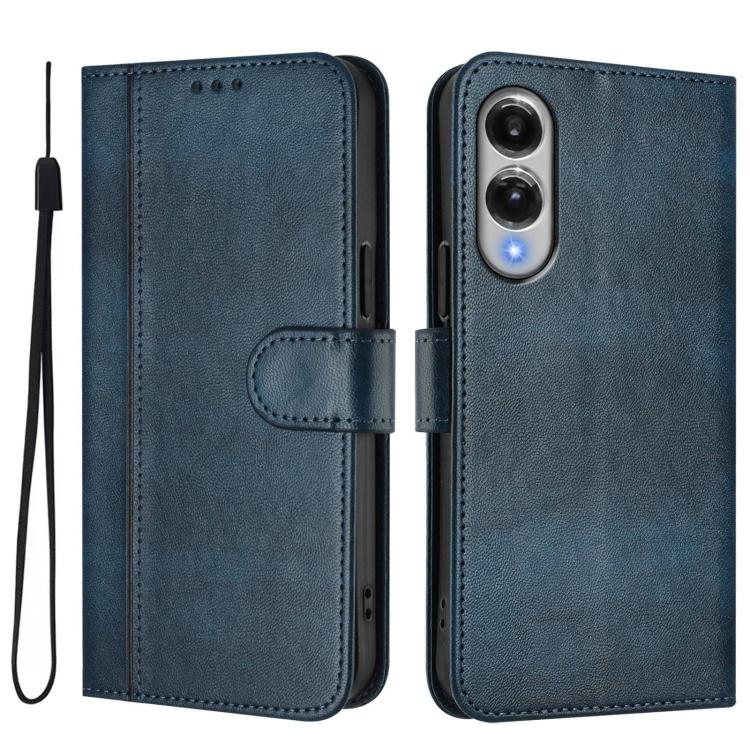 For Samsung Galaxy S25 Edge 5G Line Splicing Buckle Retro Leather Phone Case