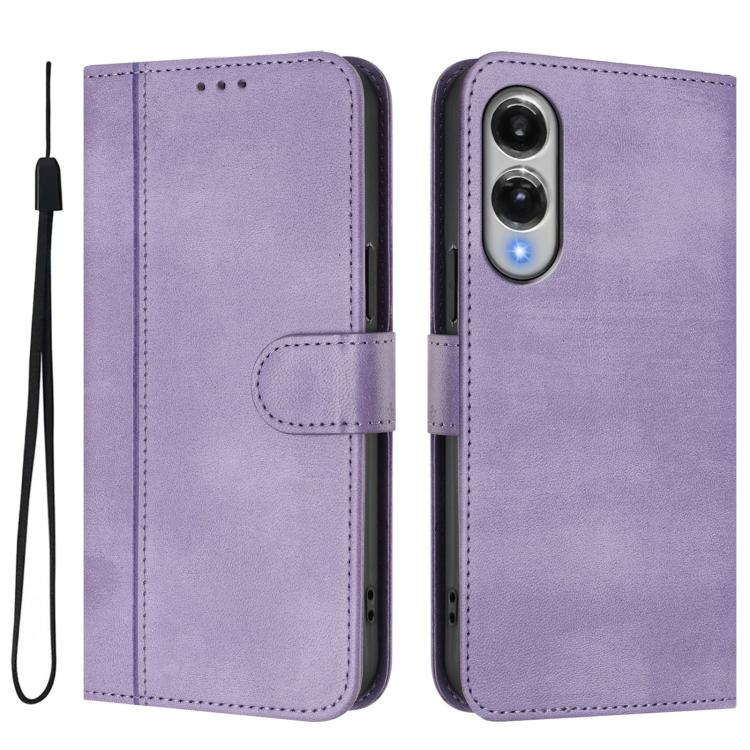 For Samsung Galaxy S25 Edge 5G Line Splicing Buckle Retro Leather Phone Case