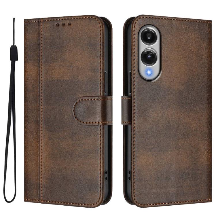 For Samsung Galaxy S25 Edge 5G Line Splicing Buckle Retro Leather Phone Case