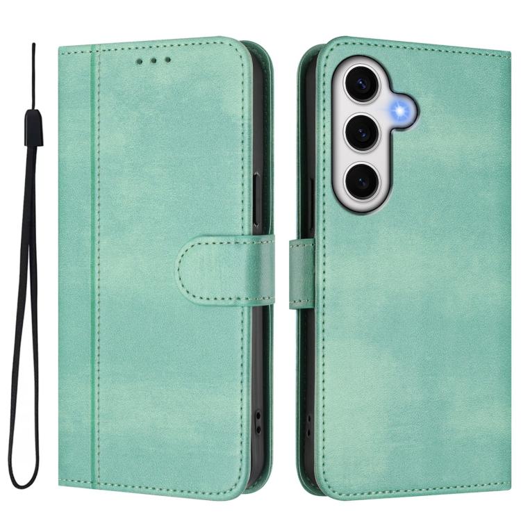 For Samsung Galaxy S24 FE 5G Line Splicing Buckle Retro Leather Phone Case