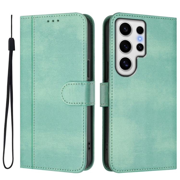 For Samsung Galaxy S24 Ultra 5G Line Splicing Buckle Retro Leather Phone Case