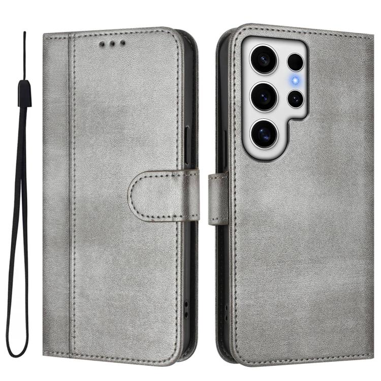 For Samsung Galaxy S24 Ultra 5G Line Splicing Buckle Retro Leather Phone Case