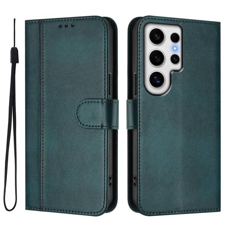 For Samsung Galaxy S24 Ultra 5G Line Splicing Buckle Retro Leather Phone Case