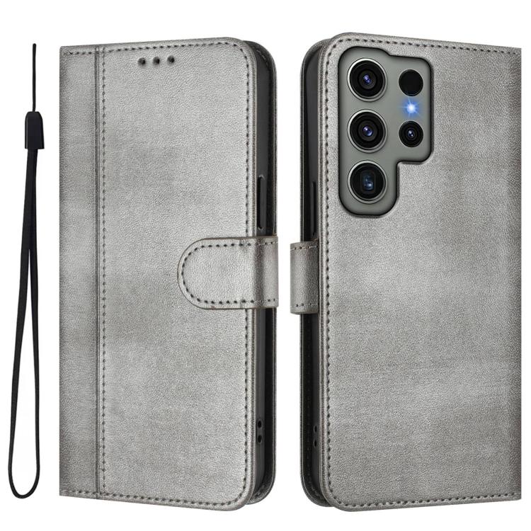 For Samsung Galaxy S23 Ultra 5G Line Splicing Buckle Retro Leather Phone Case