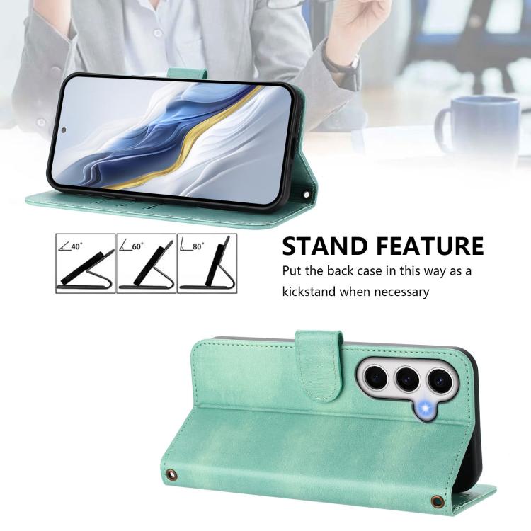 For Samsung Galaxy S23 FE 5G Line Splicing Buckle Retro Leather Phone Case