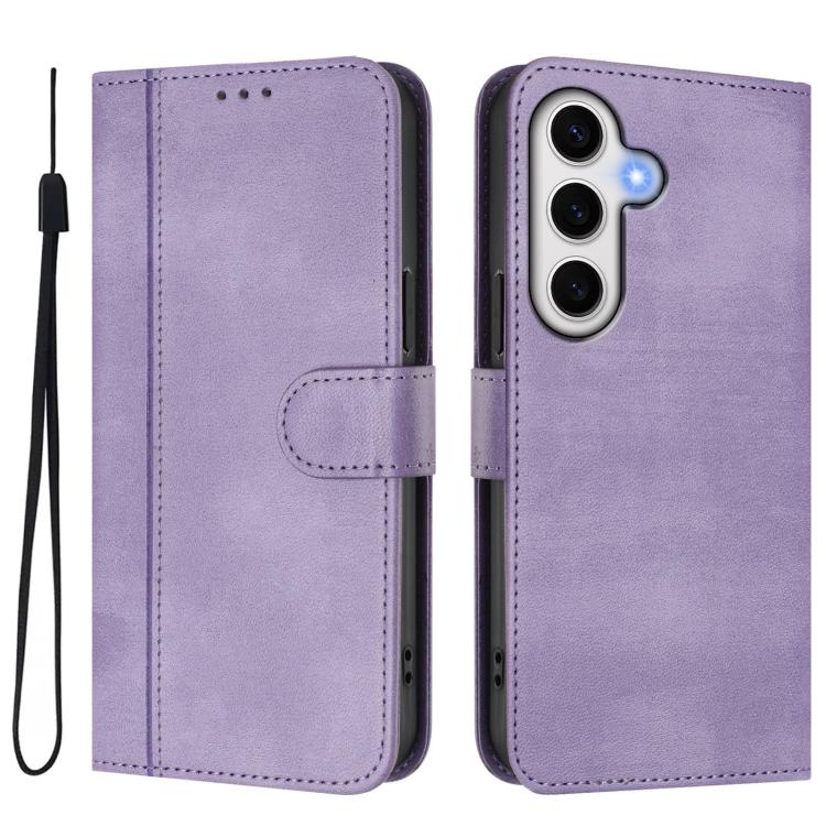 For Samsung Galaxy S23 FE 5G Line Splicing Buckle Retro Leather Phone Case