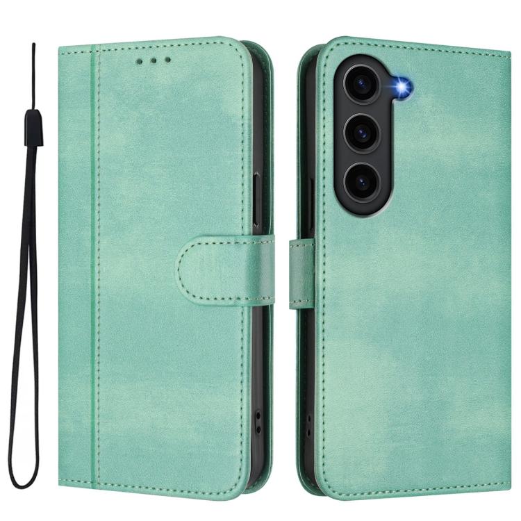 For Samsung Galaxy S23+ 5G Line Splicing Buckle Retro Leather Phone Case