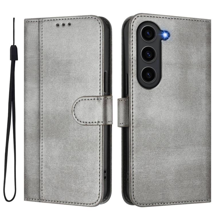For Samsung Galaxy S23+ 5G Line Splicing Buckle Retro Leather Phone Case