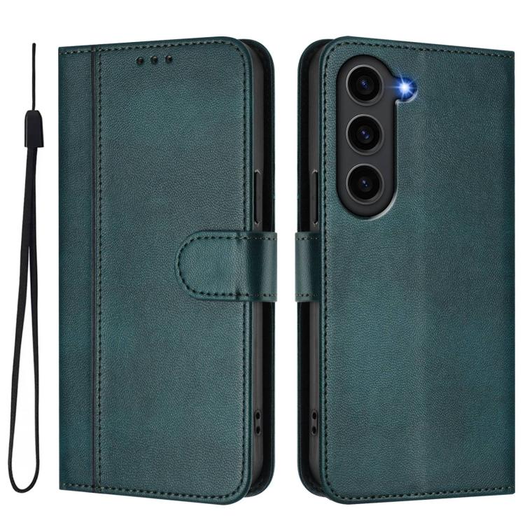 For Samsung Galaxy S23+ 5G Line Splicing Buckle Retro Leather Phone Case