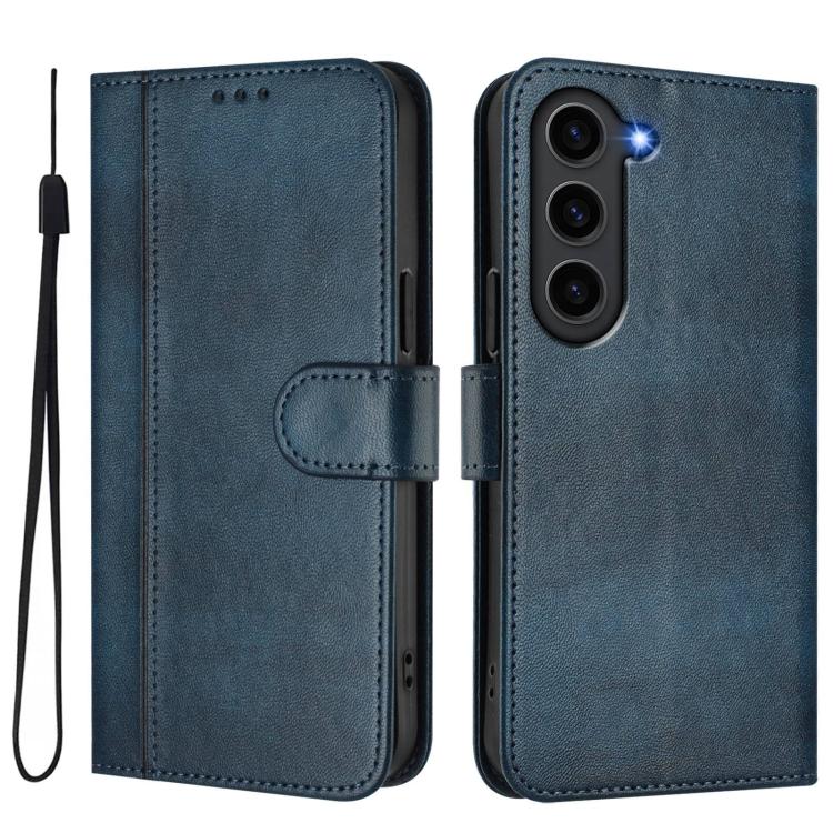 For Samsung Galaxy S23+ 5G Line Splicing Buckle Retro Leather Phone Case