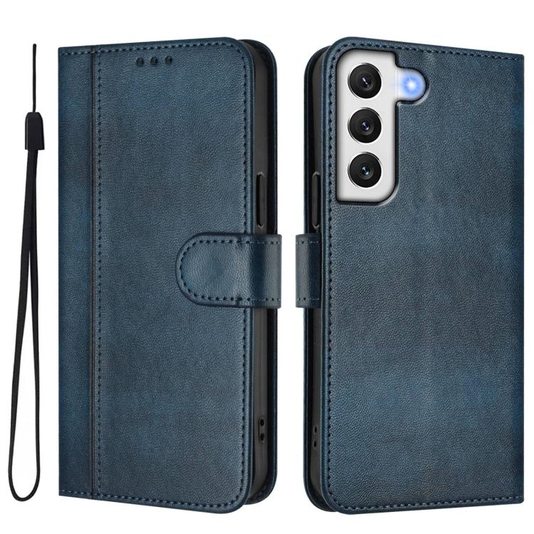 For Samsung Galaxy S21+ 5G Line Splicing Buckle Retro Leather Phone Case