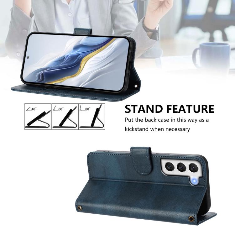 For Samsung Galaxy S21+ 5G Line Splicing Buckle Retro Leather Phone Case