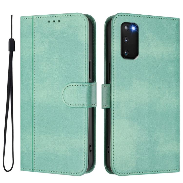 For Samsung Galaxy S20 FE Line Splicing Buckle Retro Leather Phone Case