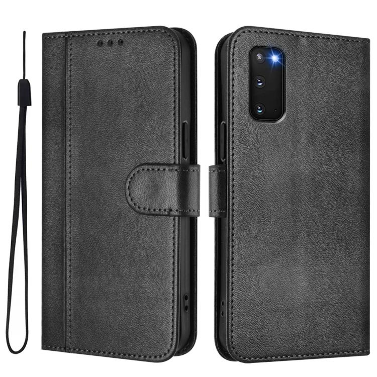 For Samsung Galaxy S20 FE Line Splicing Buckle Retro Leather Phone Case