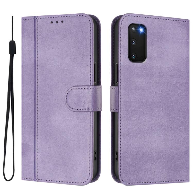For Samsung Galaxy S20 FE Line Splicing Buckle Retro Leather Phone Case