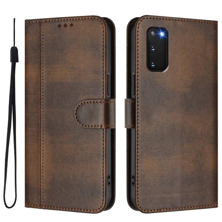 For Samsung Galaxy S20 FE Line Splicing Buckle Retro Leather Phone Case
