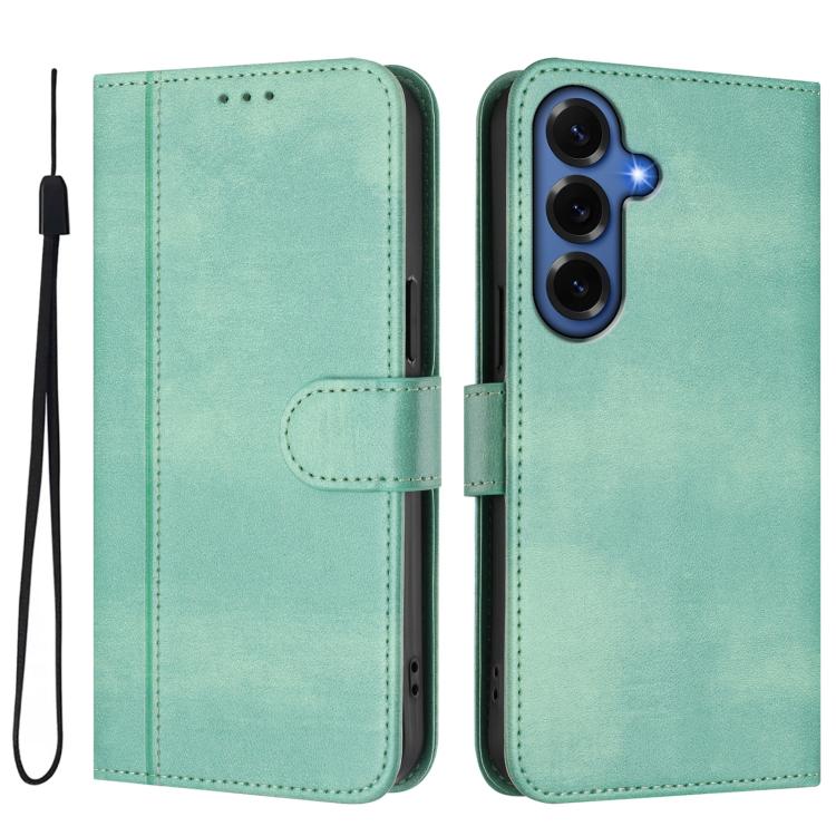 For Samsung Galaxy S26+ 5G Line Splicing Buckle Retro Leather Phone Case