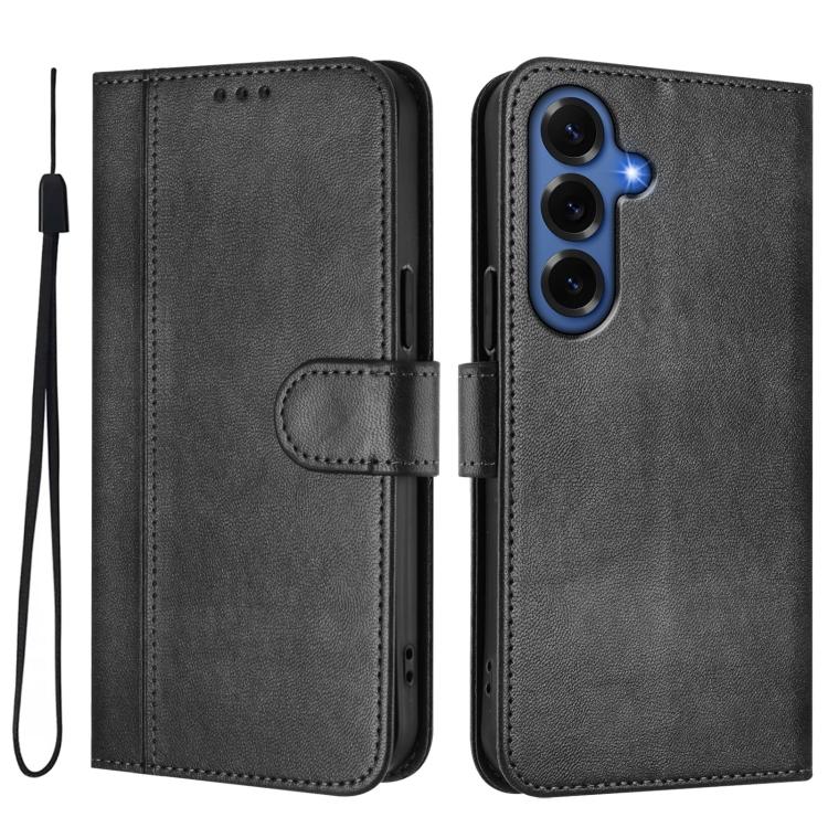 For Samsung Galaxy S26+ 5G Line Splicing Buckle Retro Leather Phone Case