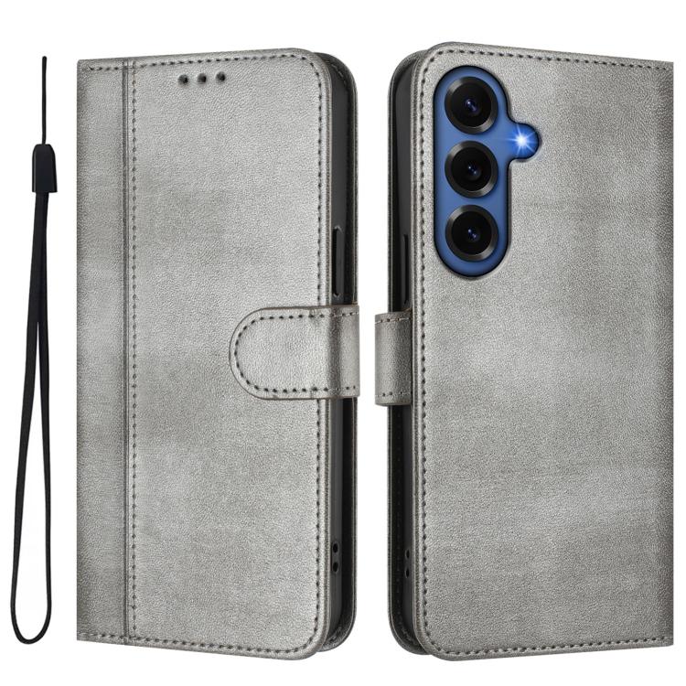 For Samsung Galaxy S26+ 5G Line Splicing Buckle Retro Leather Phone Case