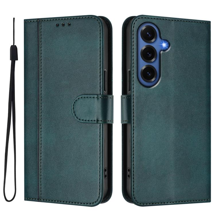 For Samsung Galaxy S26+ 5G Line Splicing Buckle Retro Leather Phone Case