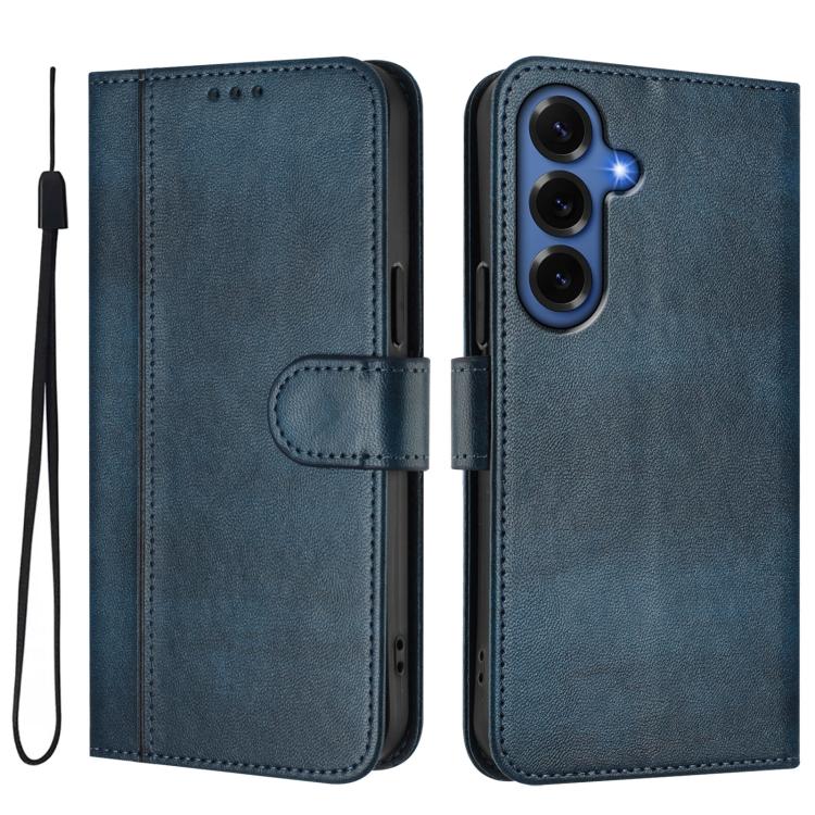 For Samsung Galaxy S26+ 5G Line Splicing Buckle Retro Leather Phone Case