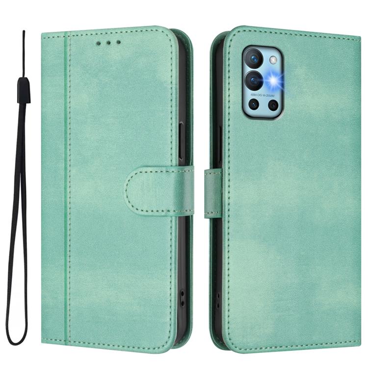 For OnePlus 9R / OnePlus 8T Line Splicing Buckle Retro Leather Phone Case