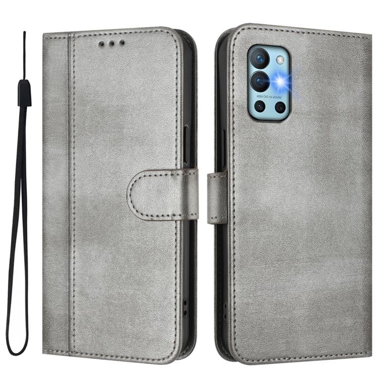 For OnePlus 9R / OnePlus 8T Line Splicing Buckle Retro Leather Phone Case