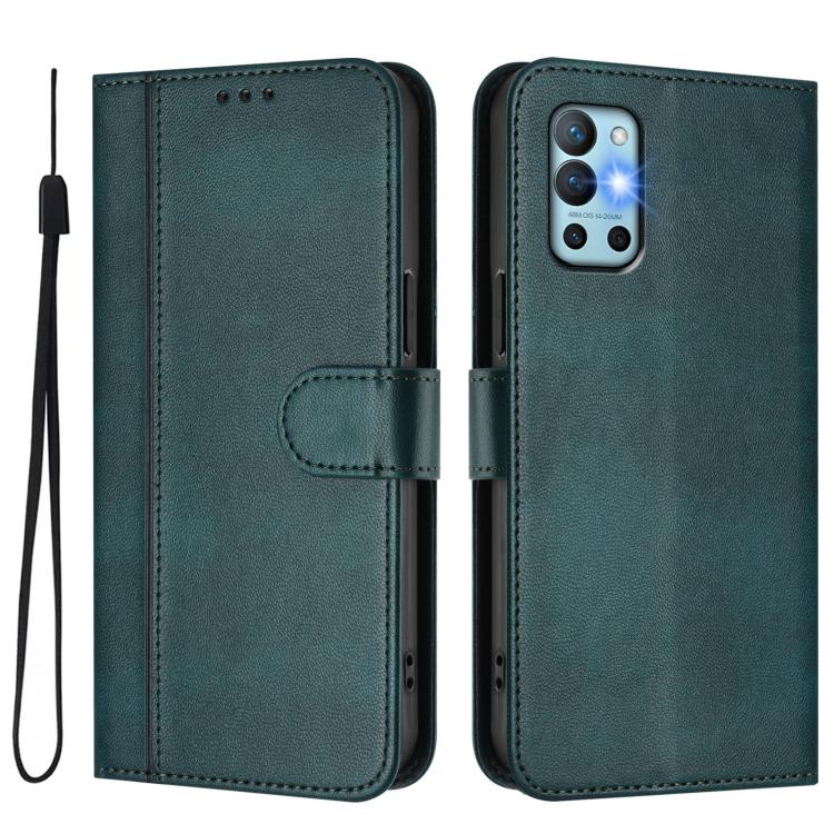 For OnePlus 9R / OnePlus 8T Line Splicing Buckle Retro Leather Phone Case