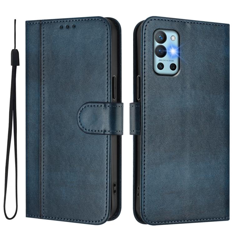 For OnePlus 9R / OnePlus 8T Line Splicing Buckle Retro Leather Phone Case