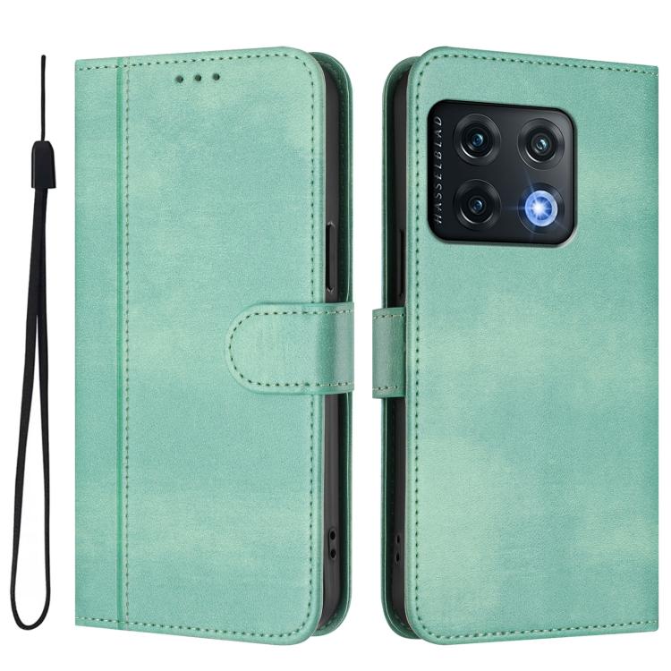 For OnePlus 10 Pro Line Splicing Buckle Retro Leather Phone Case