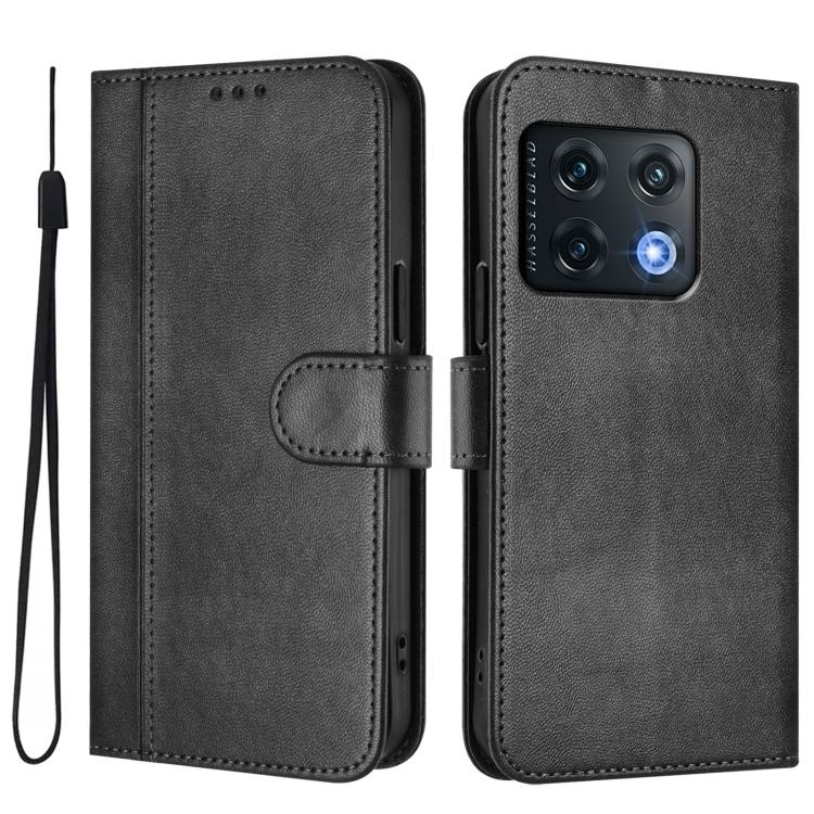 For OnePlus 10 Pro Line Splicing Buckle Retro Leather Phone Case