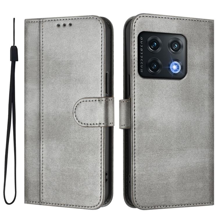 For OnePlus 10 Pro Line Splicing Buckle Retro Leather Phone Case