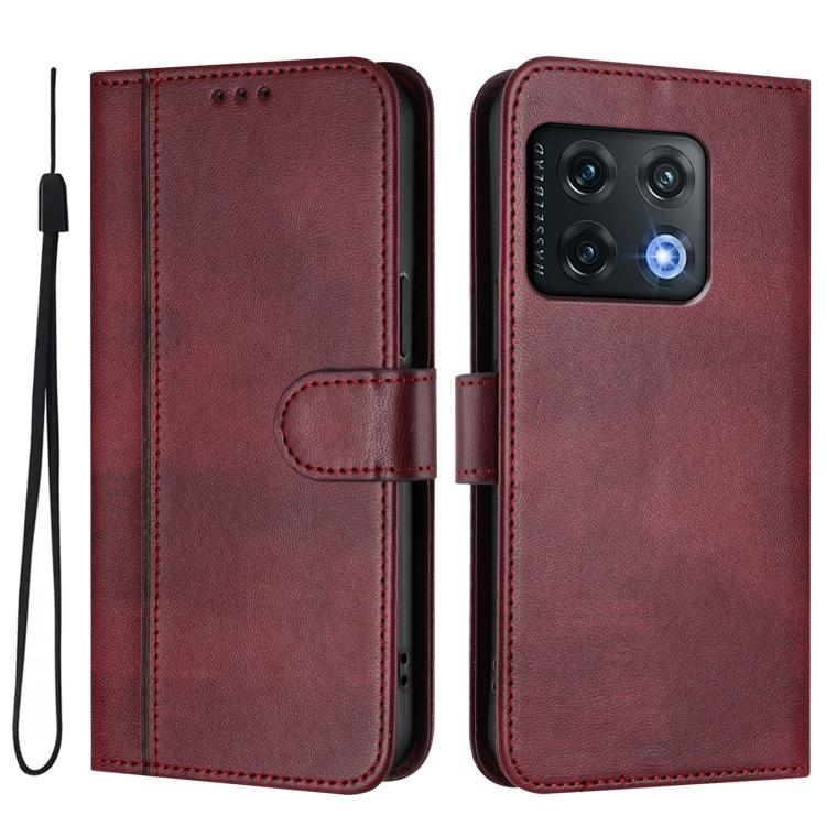 For OnePlus 10 Pro Line Splicing Buckle Retro Leather Phone Case