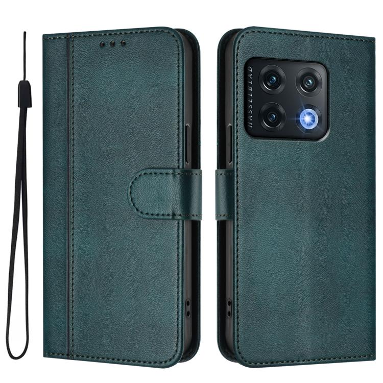 For OnePlus 10 Pro Line Splicing Buckle Retro Leather Phone Case
