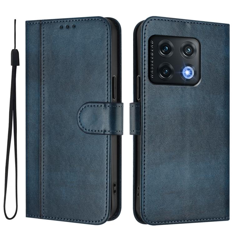 For OnePlus 10 Pro Line Splicing Buckle Retro Leather Phone Case