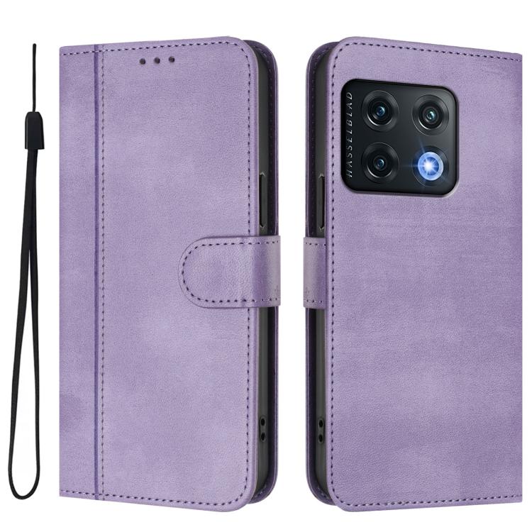 For OnePlus 10 Pro Line Splicing Buckle Retro Leather Phone Case