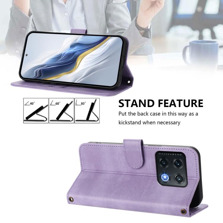 For OnePlus 10 Pro Line Splicing Buckle Retro Leather Phone Case