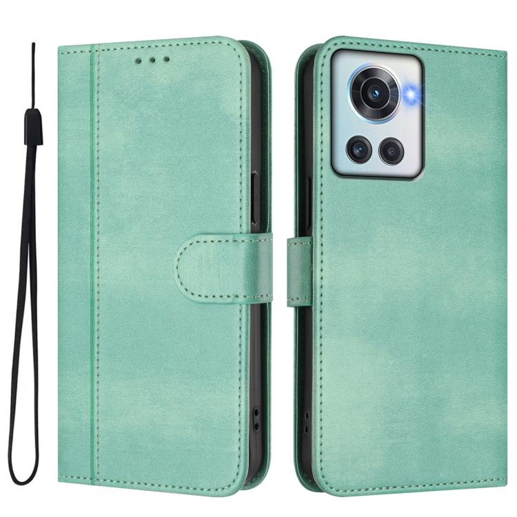 For OnePlus 10R / OnePlus Ace Line Splicing Buckle Retro Leather Phone Case
