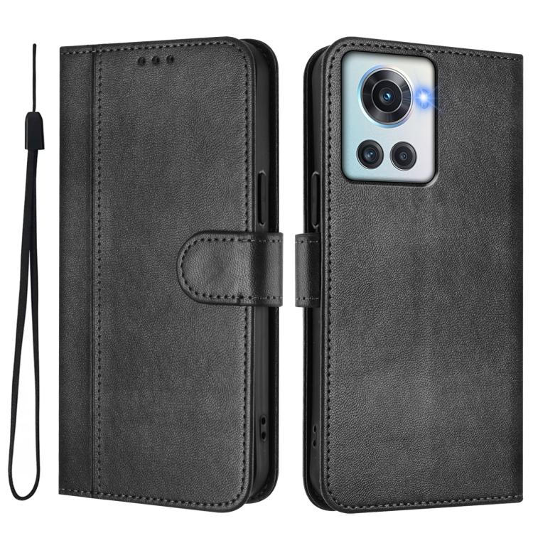 For OnePlus 10R / OnePlus Ace Line Splicing Buckle Retro Leather Phone Case