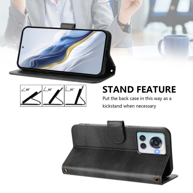 For OnePlus 10R / OnePlus Ace Line Splicing Buckle Retro Leather Phone Case